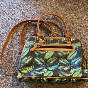 Giani Bernini Green and Brown Leaf Satchel